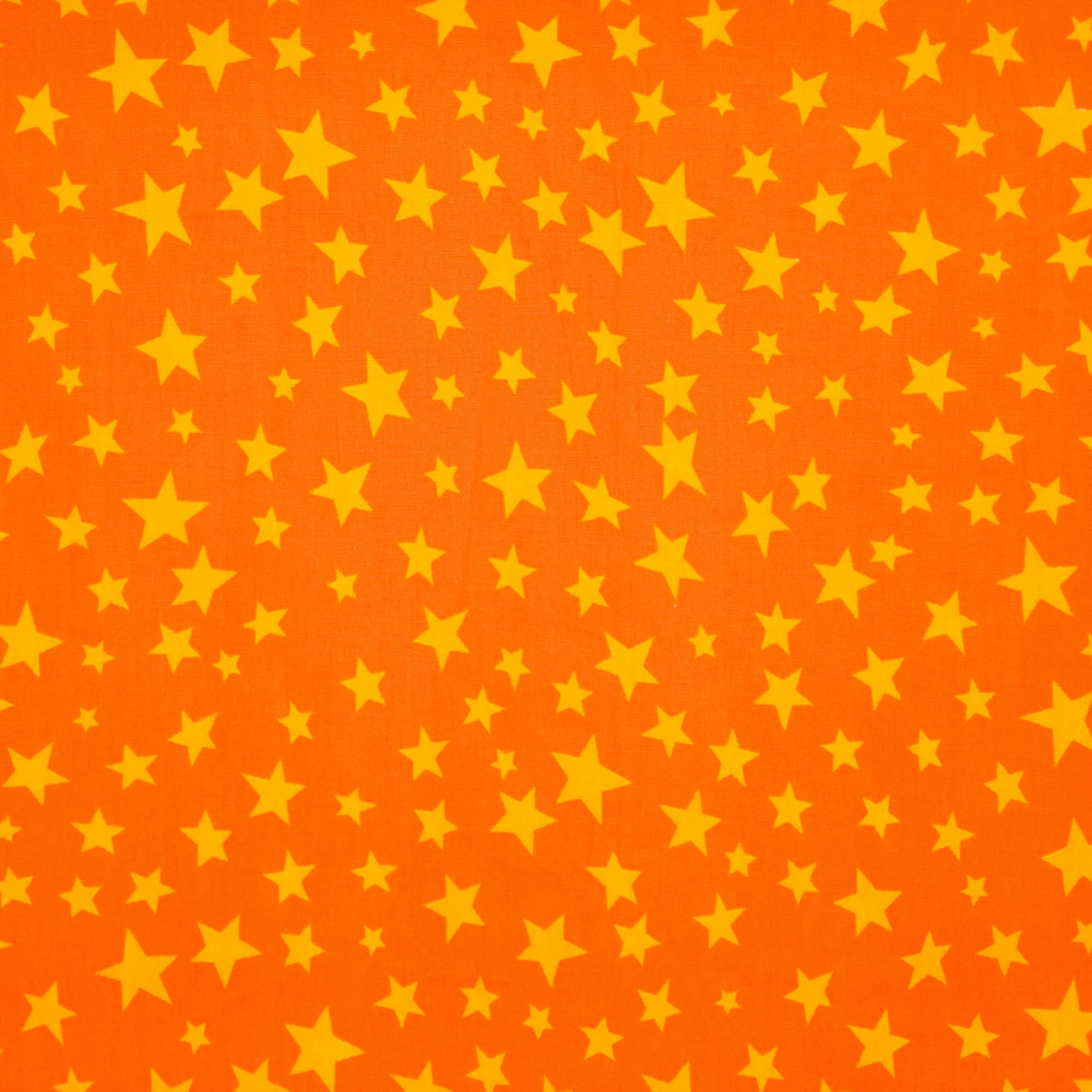 Katoen oranje met gele sterren